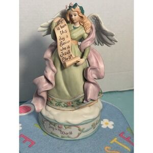 Vintage Joy To The World Musical Angel Figurine 1992 Porcelain Hamilton Gifts
